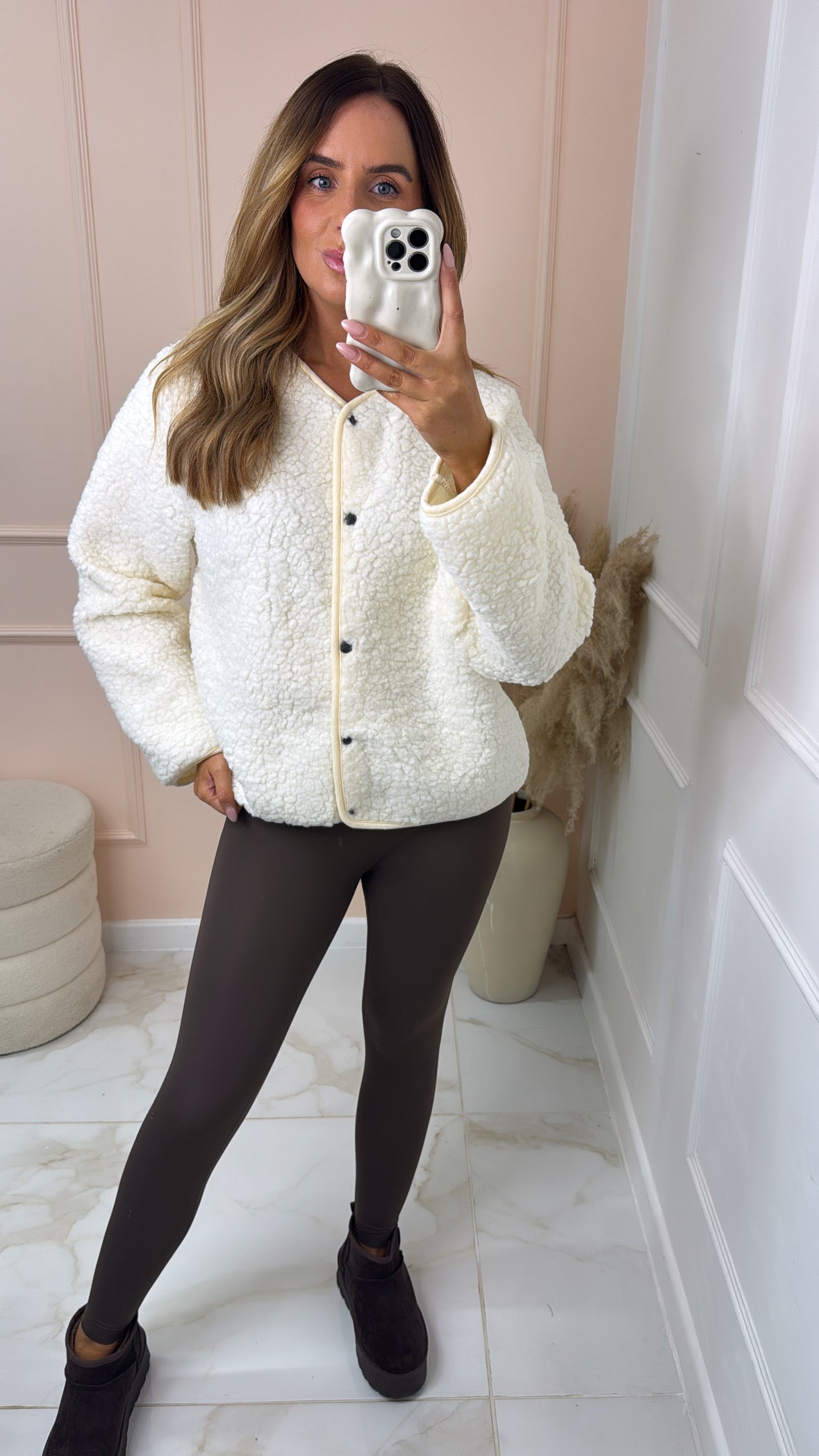 MORGAN cream teddy jacket