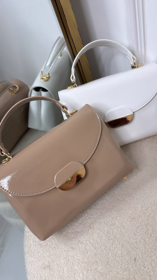 CLAUDIA taupe patent grab bag