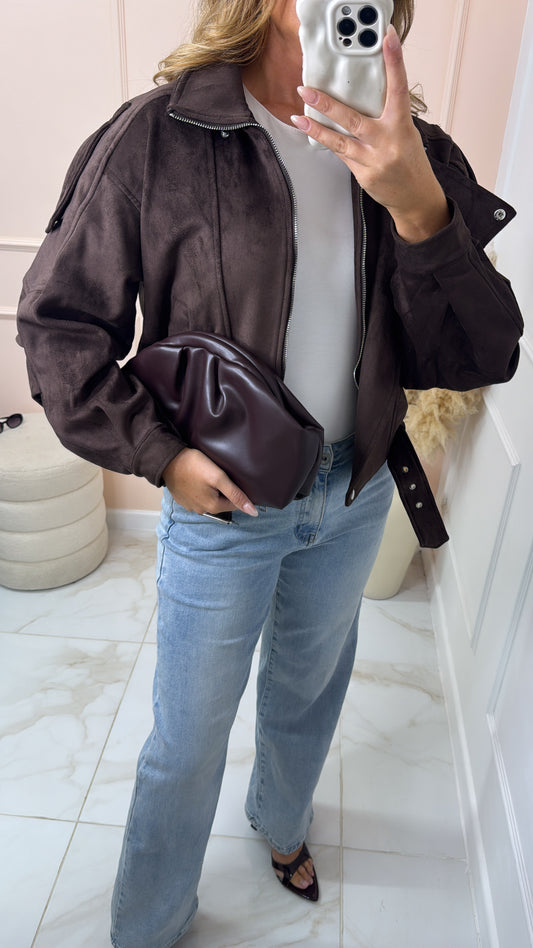CIARA brown suede biker jacket