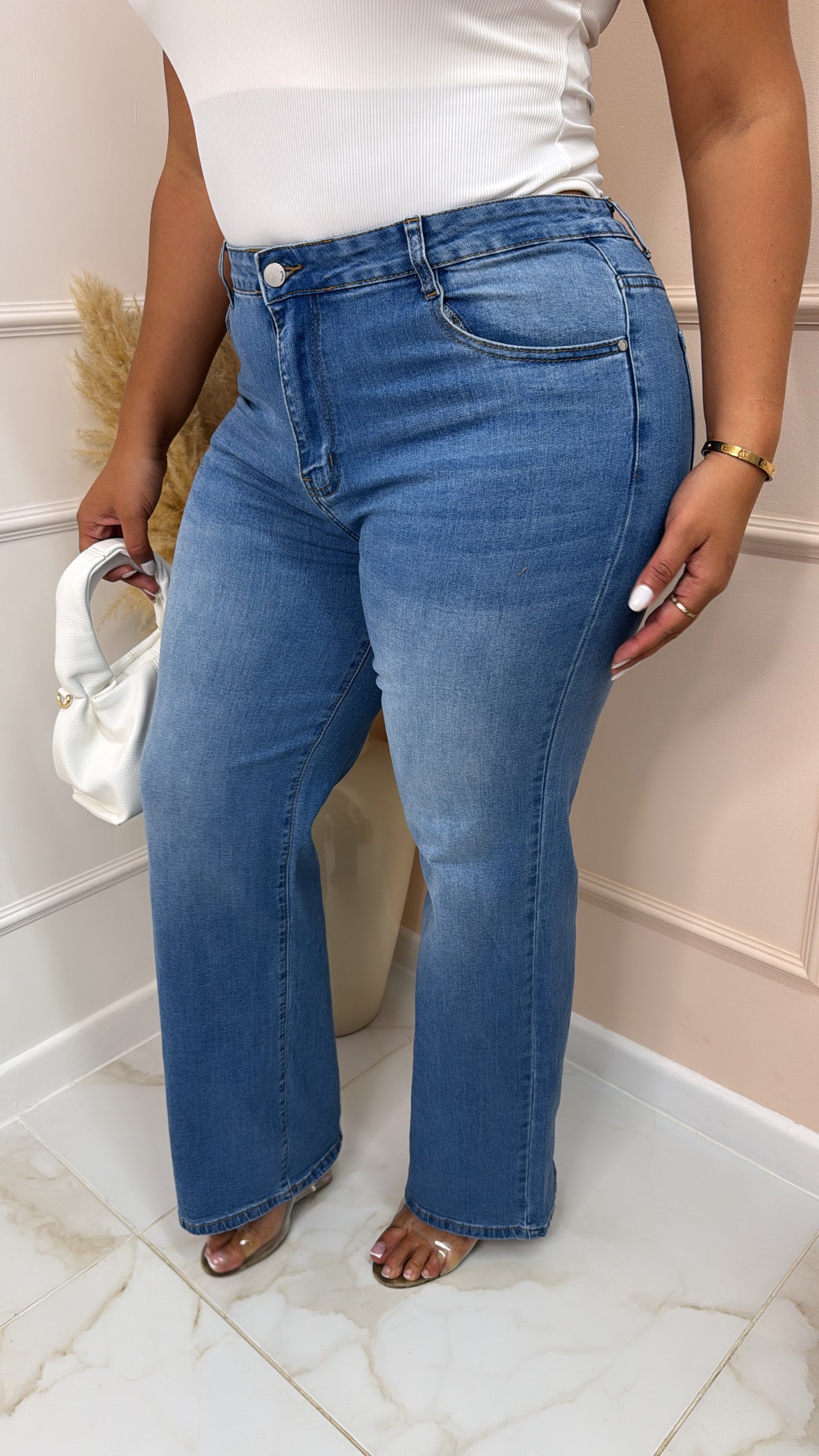 MAISEY blue denim high waisted straight jeans