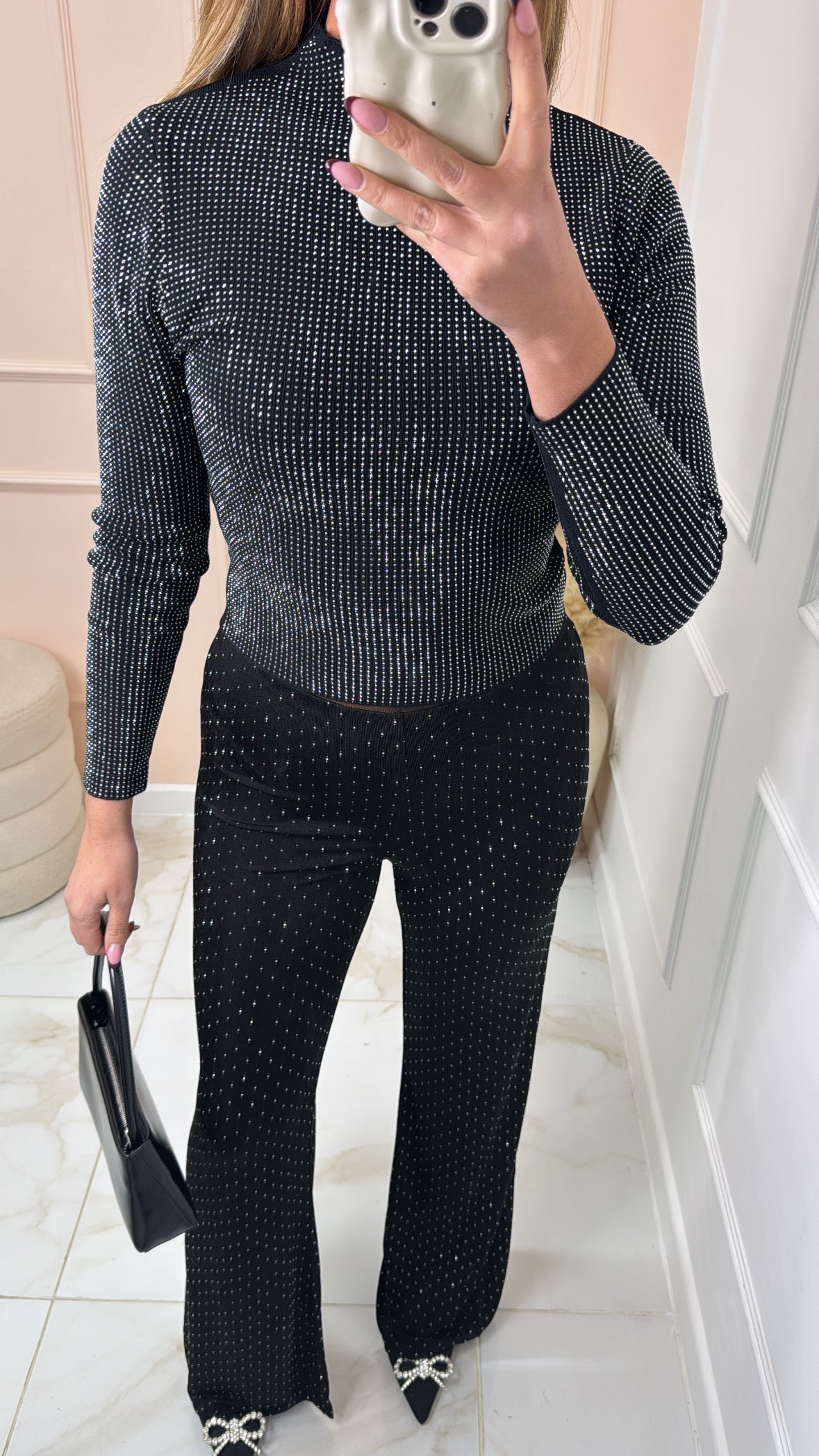 MILLIE black diamante trousers