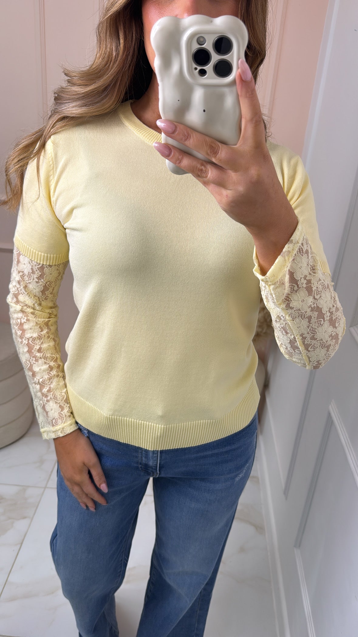 DARCY lemon lace fine knit top