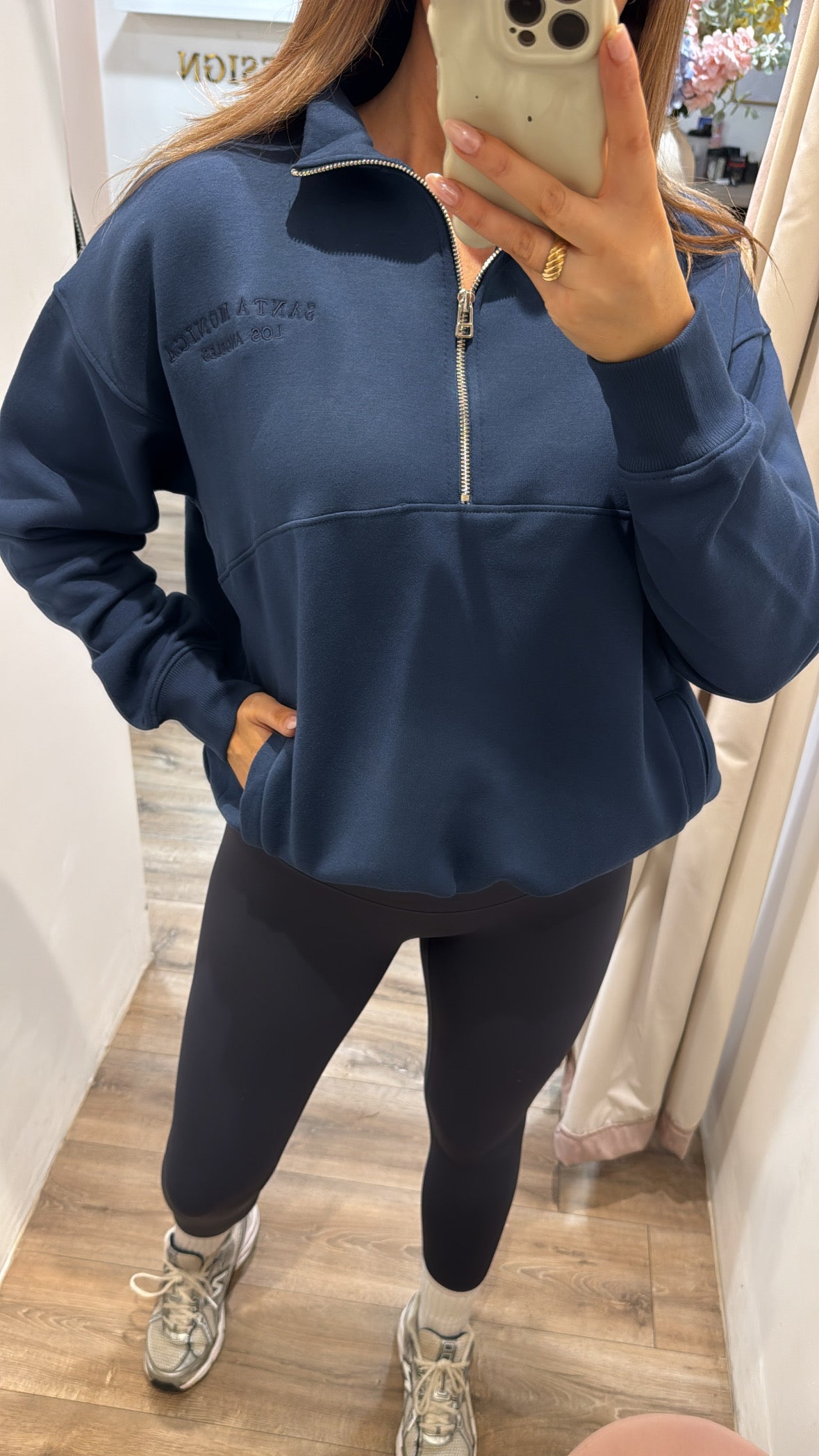 FLO santa monica navy half zip sweatshirt