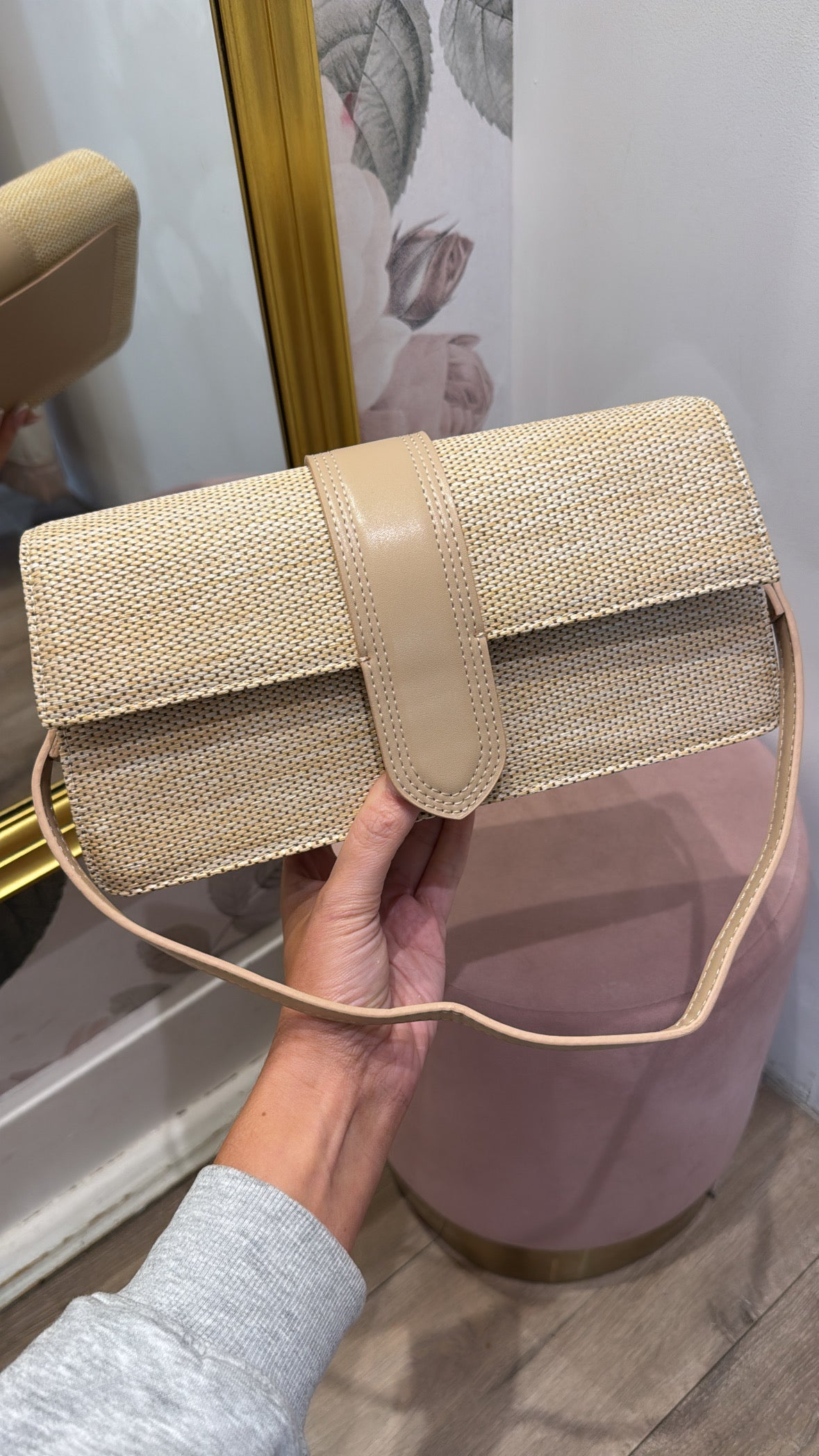 JAMIE beige fold over bag