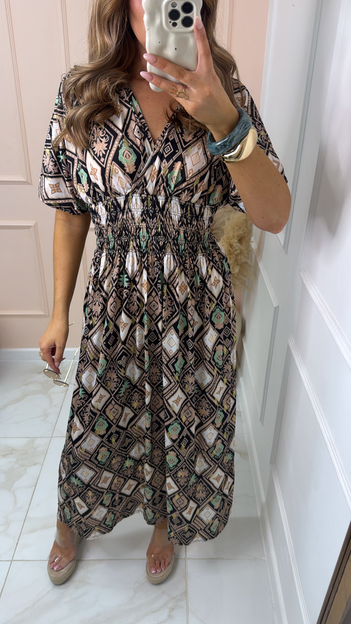 DAHLIA black printed maxi dress