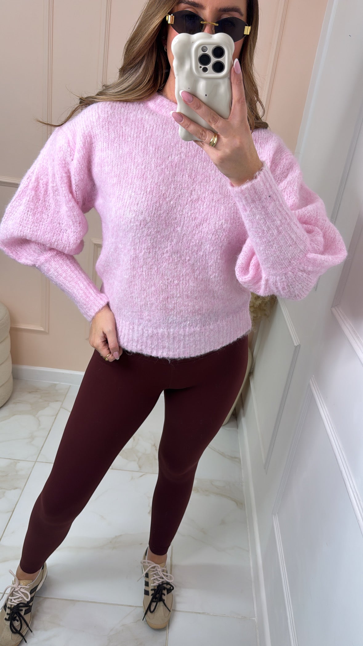 BOBBI pink puff sleeve jumper