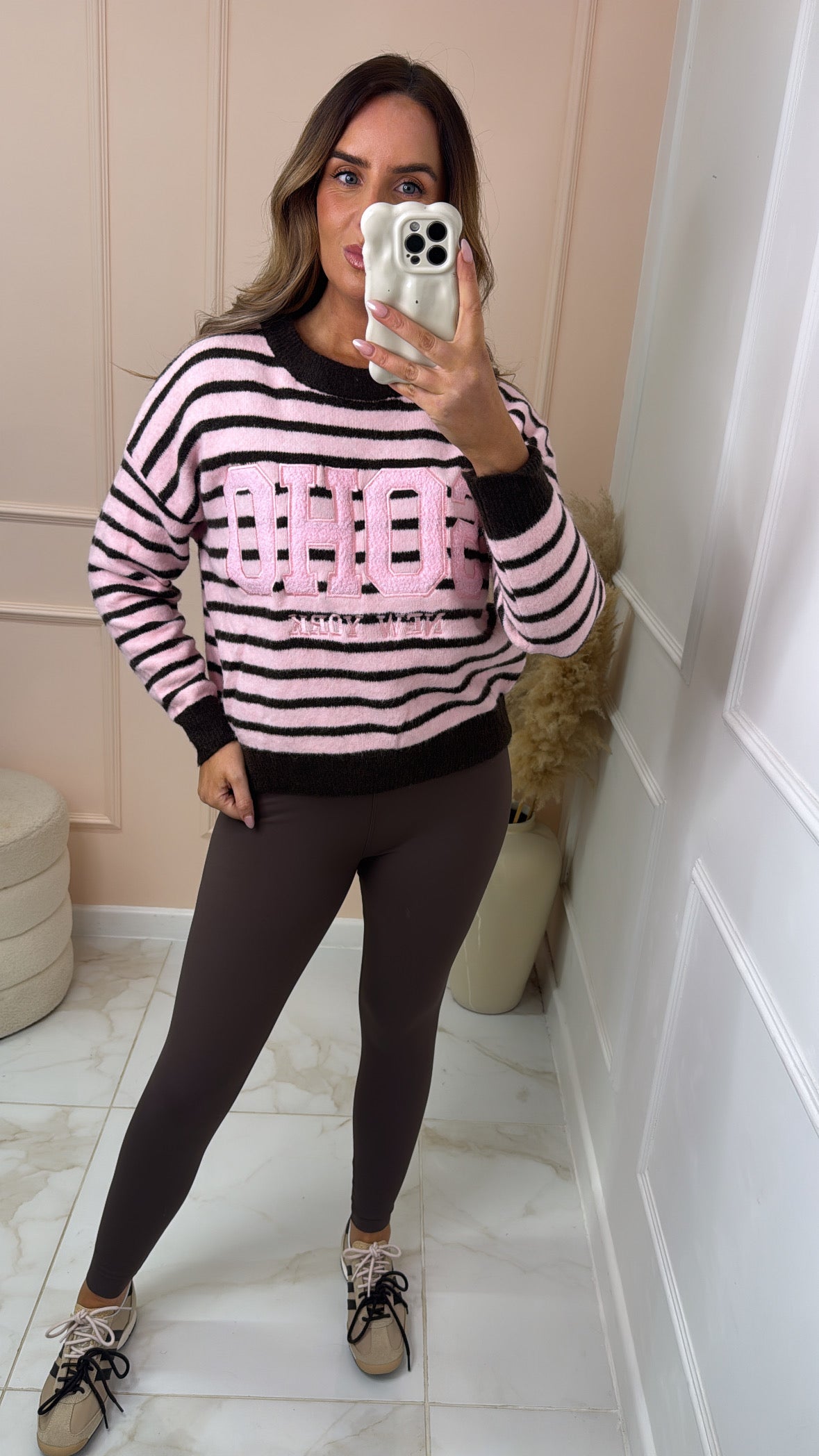 SOHO pink striped knit jumper
