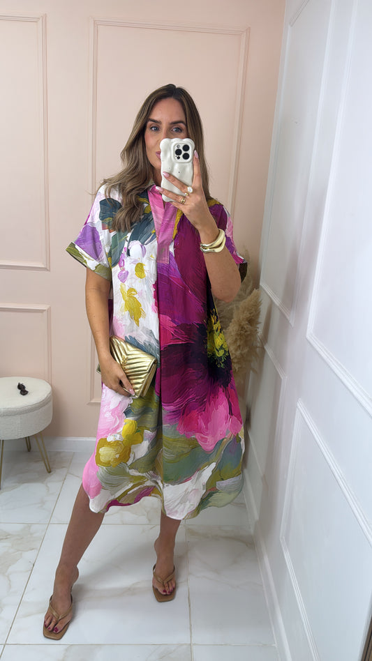 THEA watercolour floral printed tunic dress