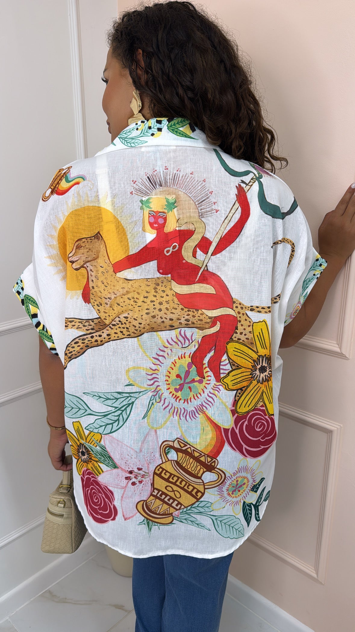 IRIS white graphic printed blouse