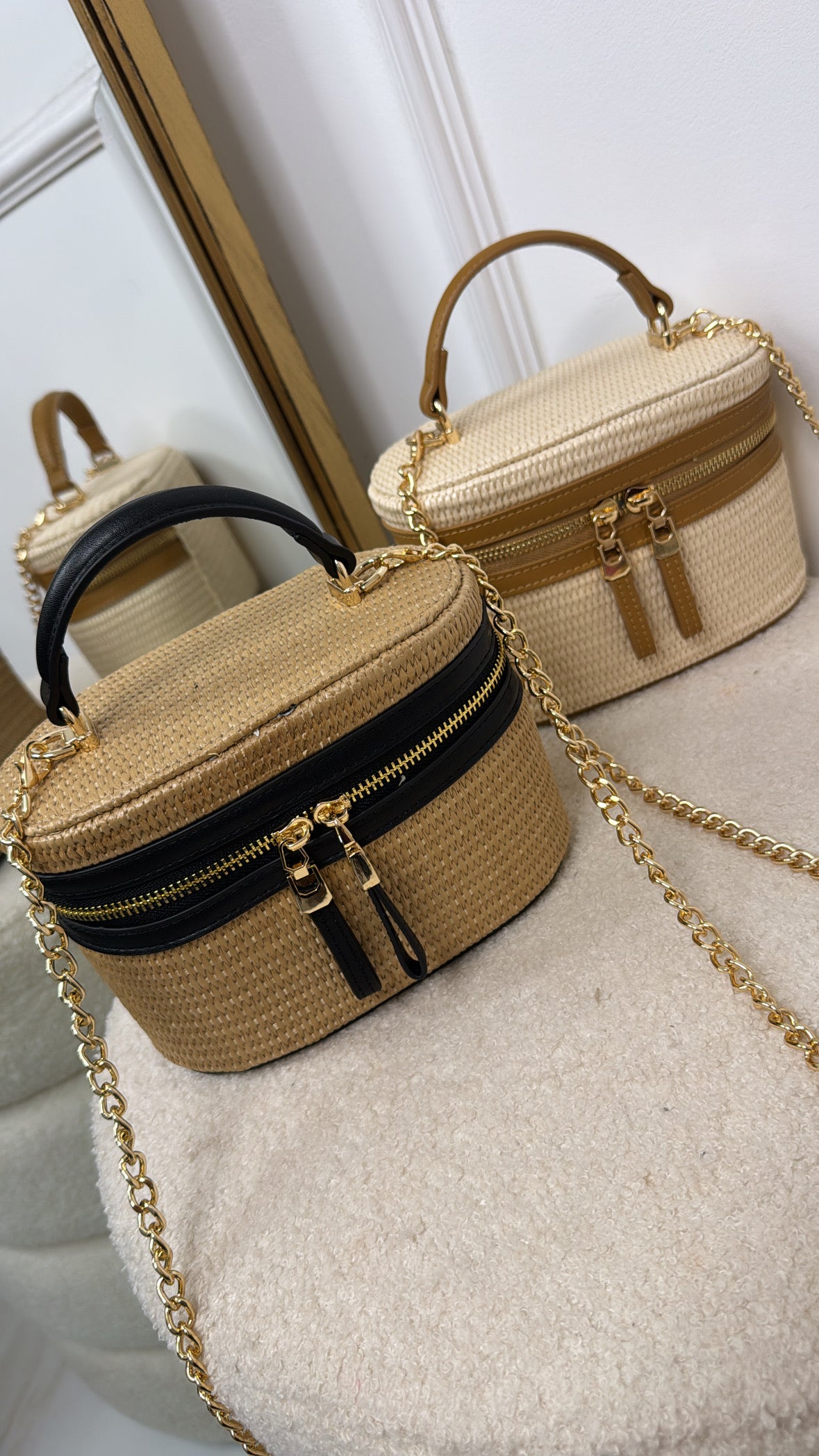 LOTTIE black woven vanity box bag