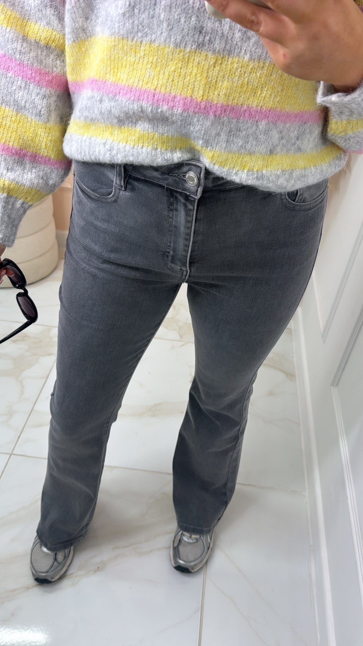 MAEVE grey wash flared leg jeans