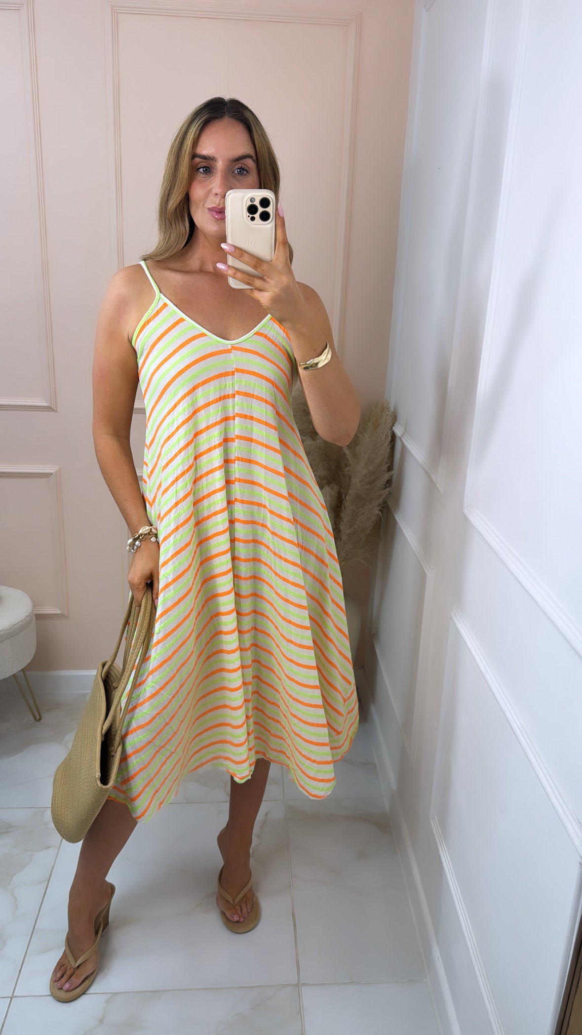 LORI orange stripe maxi dress