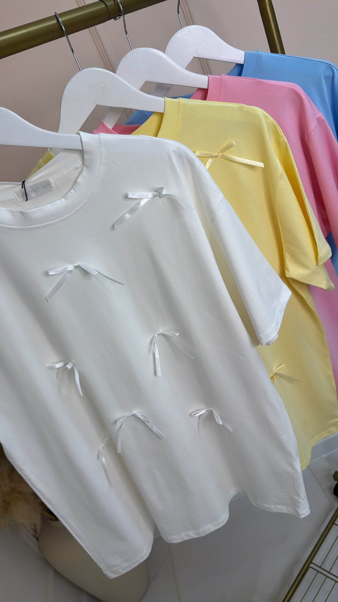 KAYLA white ribbon bow t-shirt