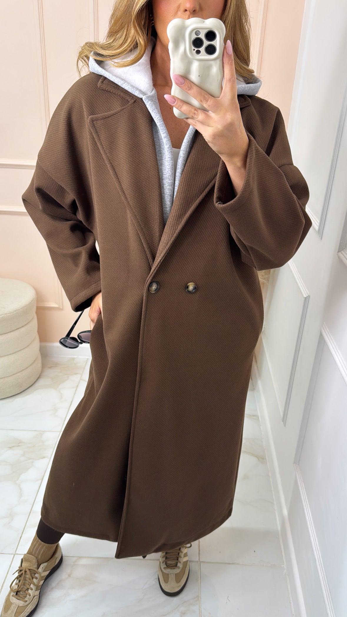 SCARLETT brown hooded duster coat