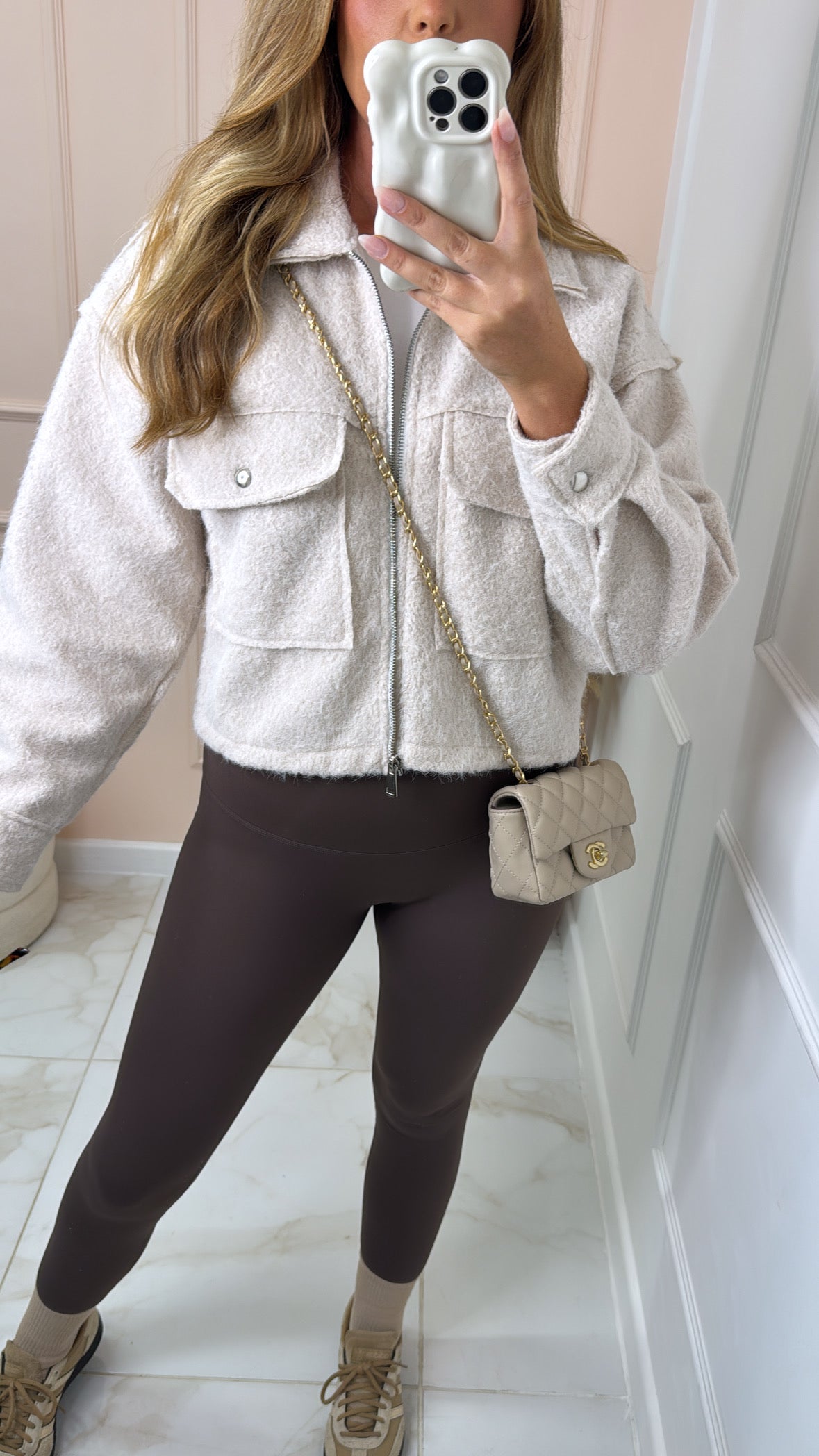 JAYLA cream cropped zip up jacket