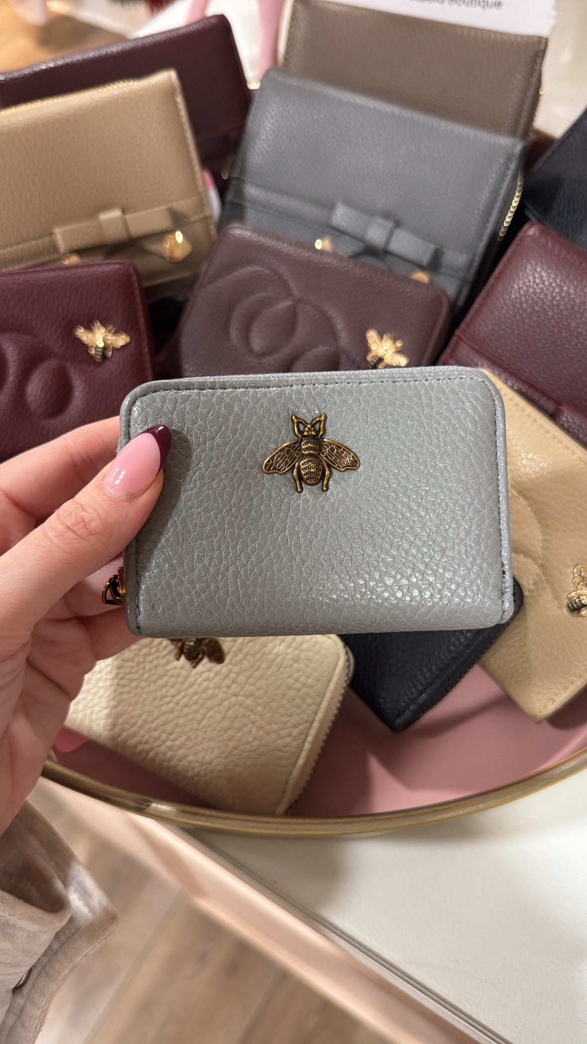 ERIN grey bee detail card holder