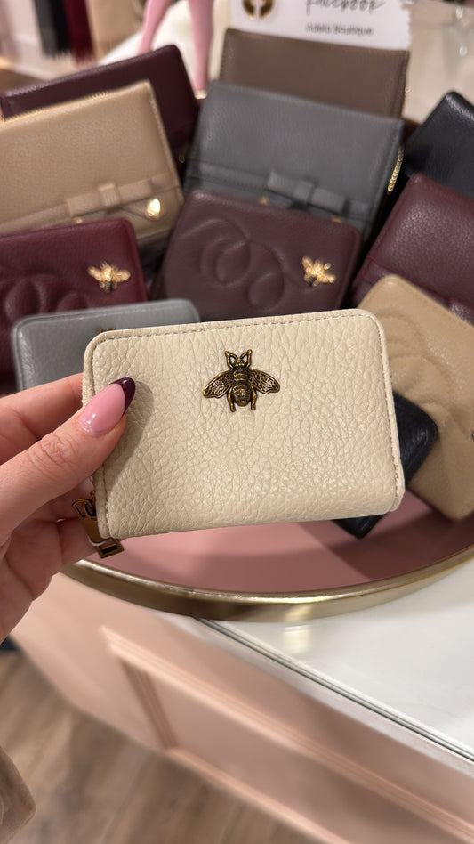 ERIN beige bee detail card holder