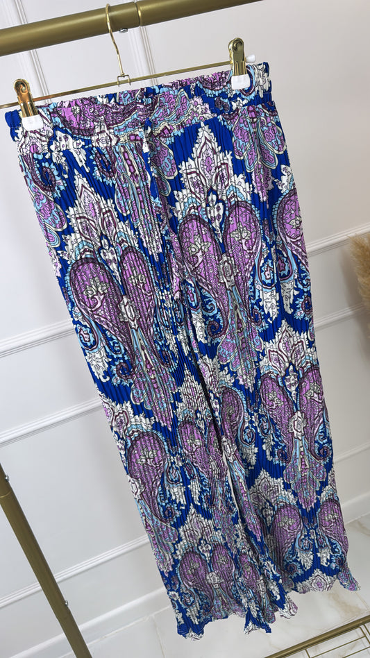 ORLA cobalt blue paisley trousers