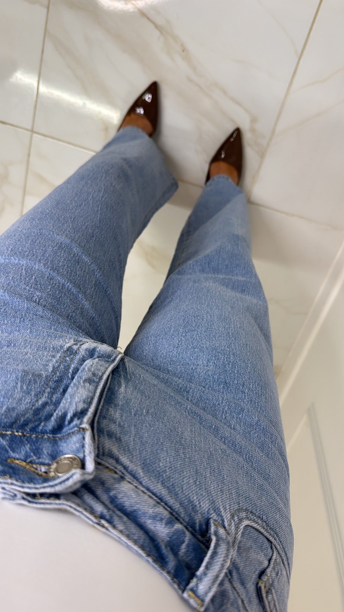 AURORA light wash straight leg dad jeans