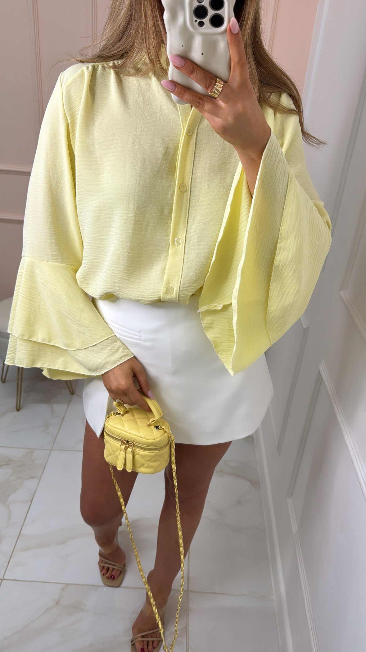 EMILIA lemon frill sleeve blouse