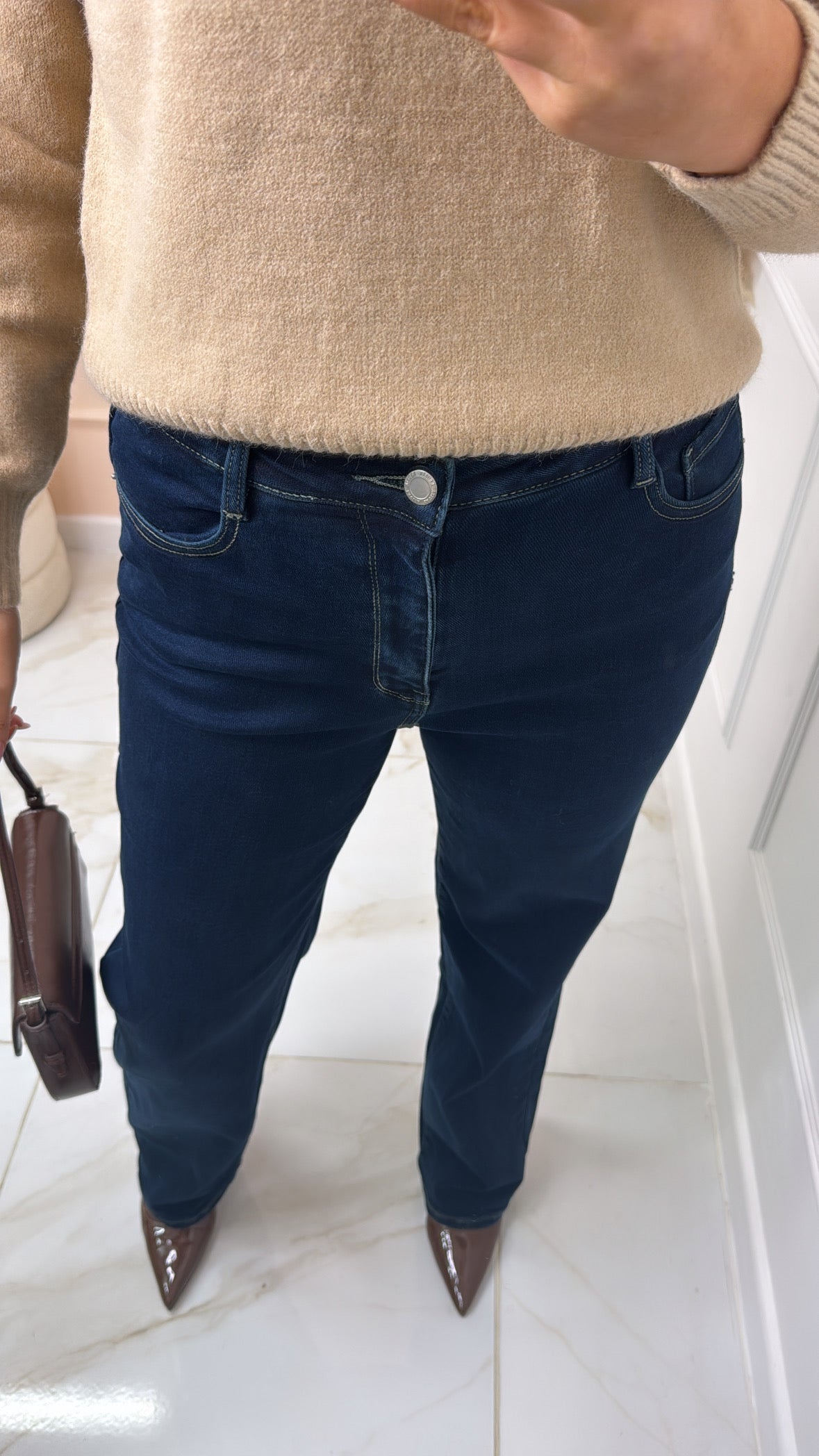 NADIA dark wash high waisted straight leg jeans