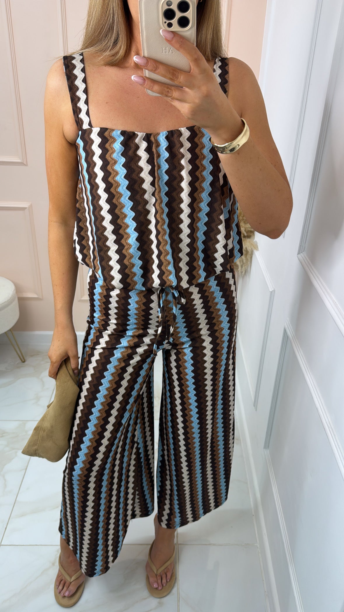 MERCI blue zig zag trouser set