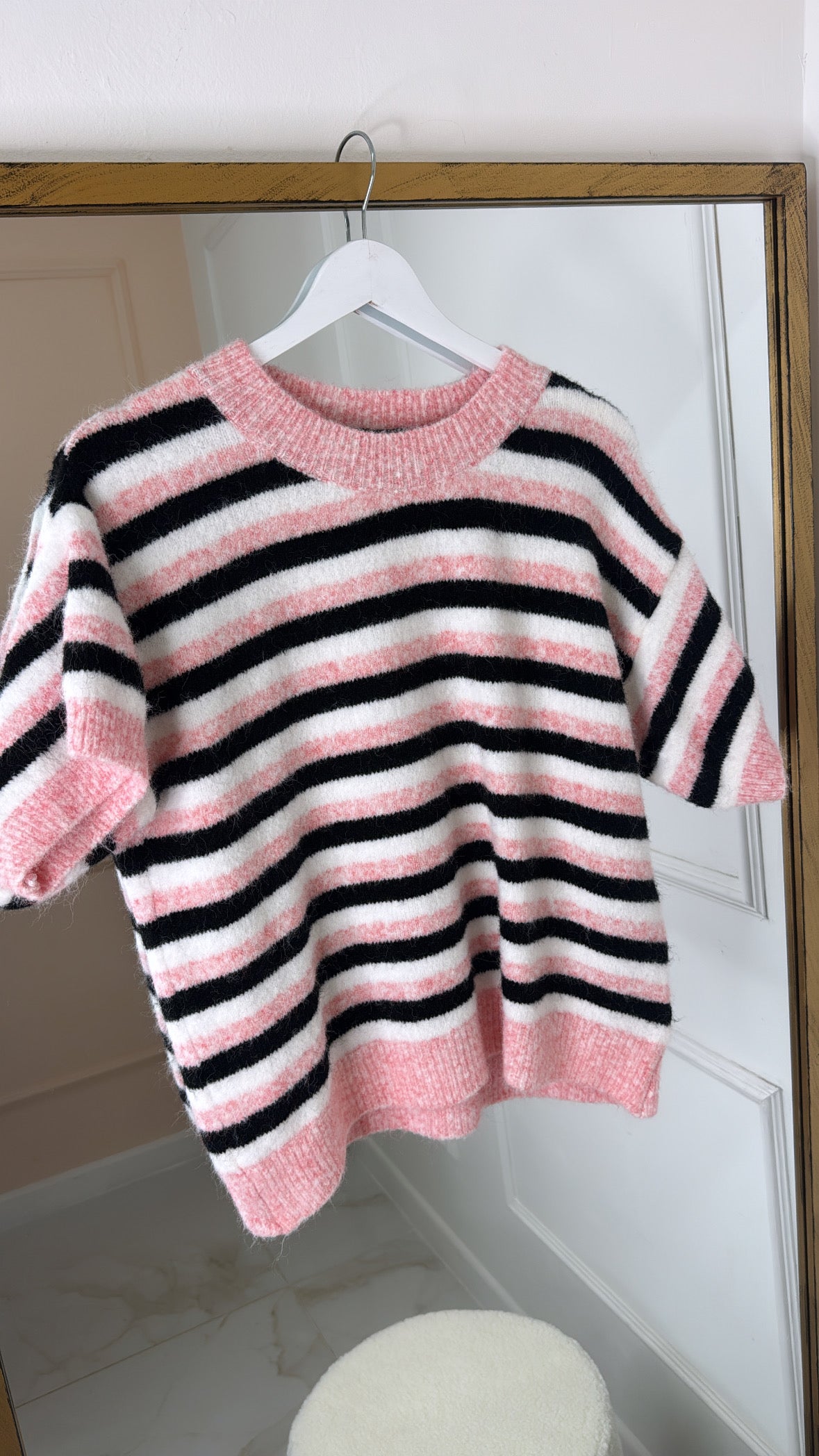 LOTTIE pink stripe short sleeve jumper