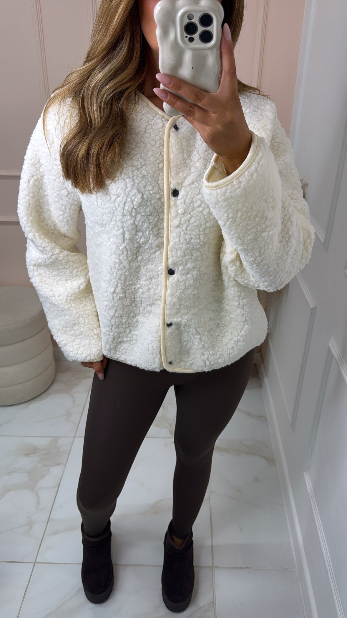 MORGAN cream teddy jacket