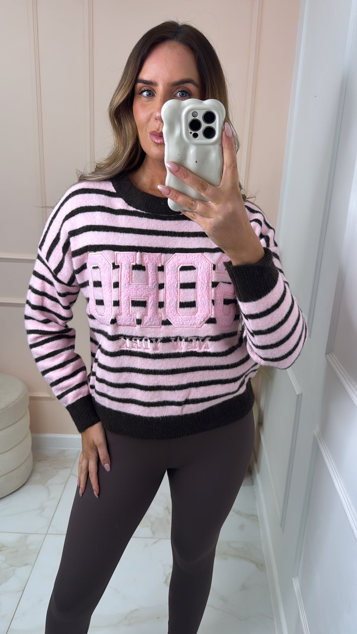 SOHO pink striped knit jumper