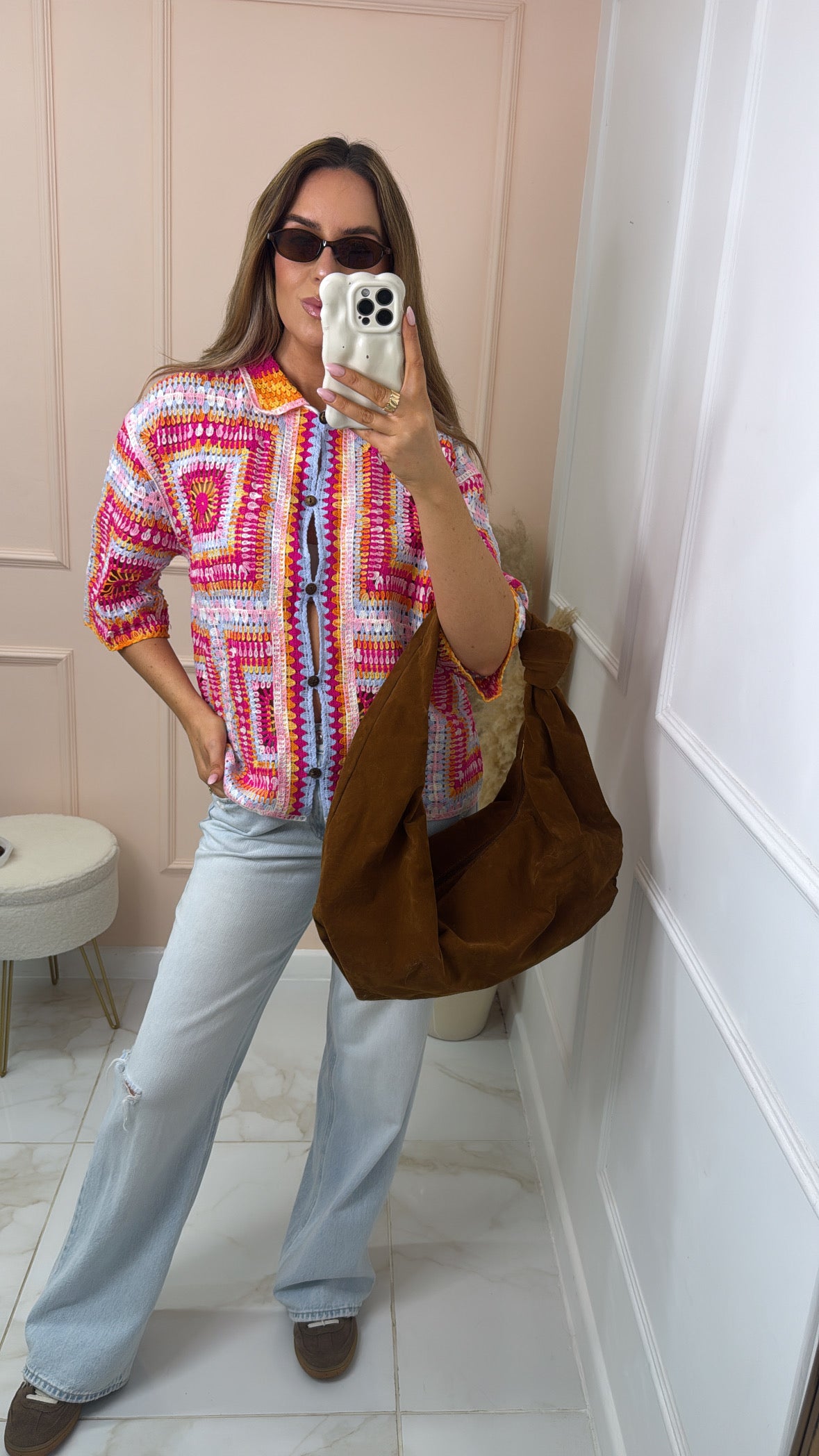 ELISE fuchsia boxy crochet top