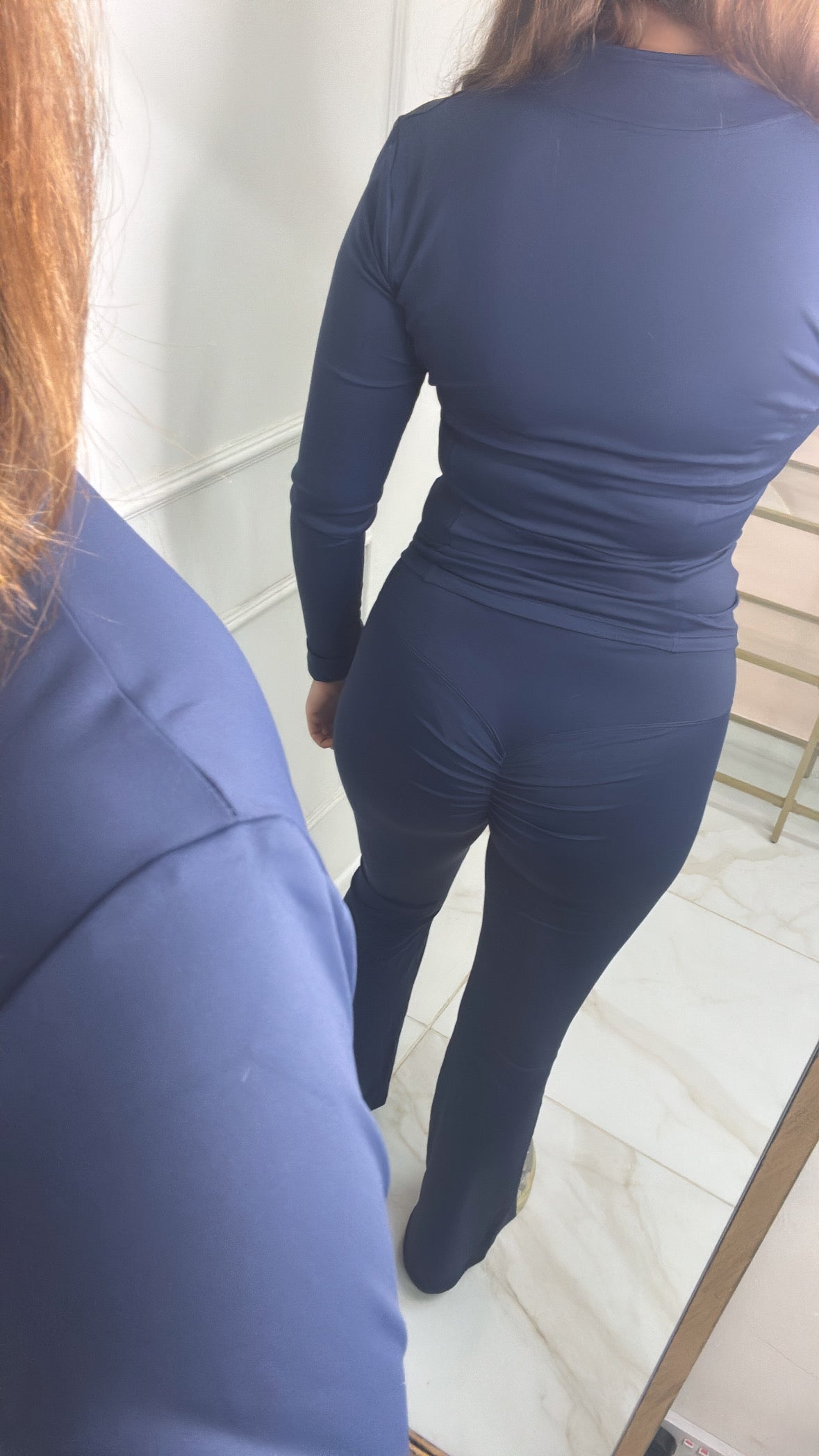 ELLIE navy zip up flared gym set