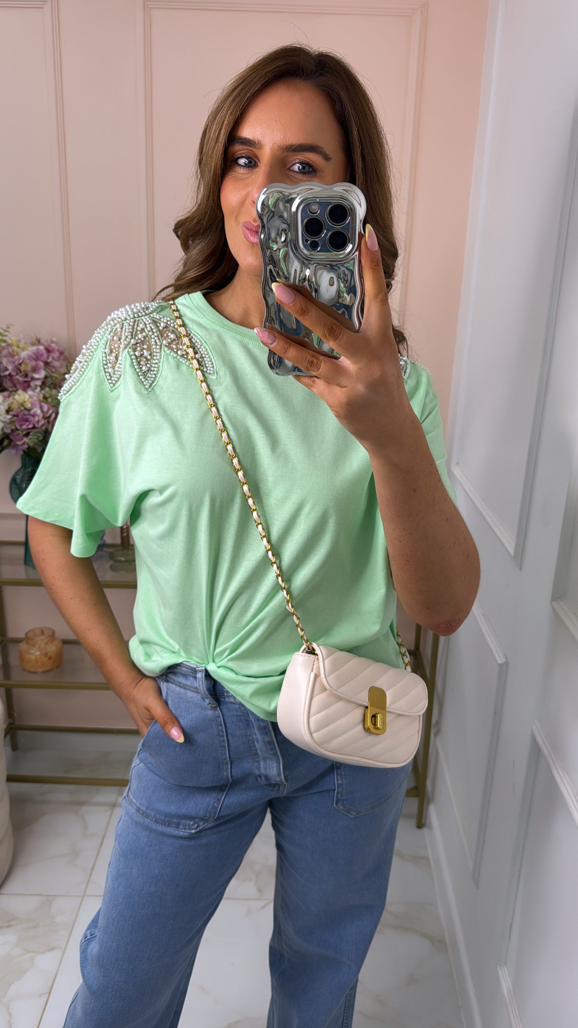 JESSIE mint embellished tshirt