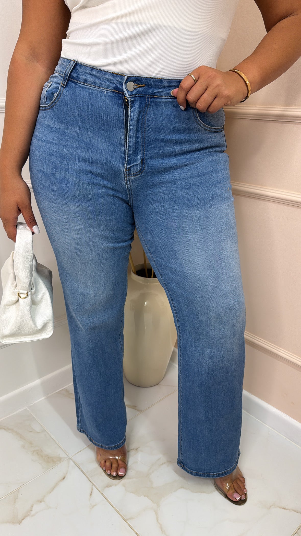 MAISEY blue denim high waisted straight jeans