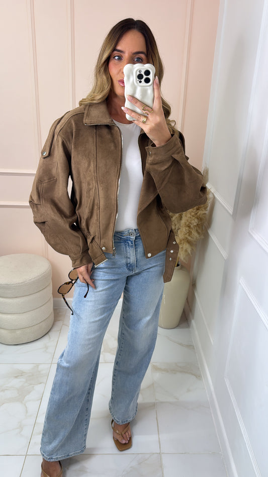CIARA tan suede biker jacket