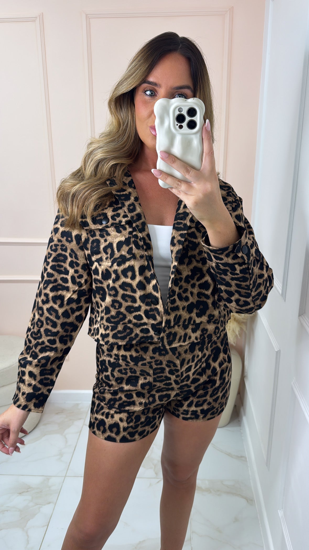 LENNI leopard print cropped utility jacket