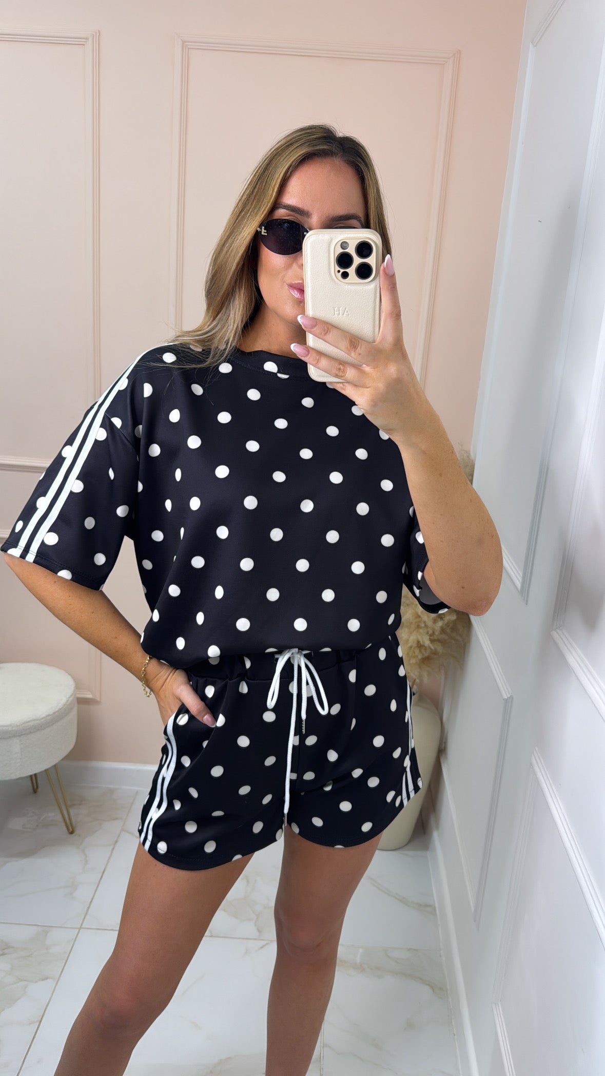 CICI black polka dot short set