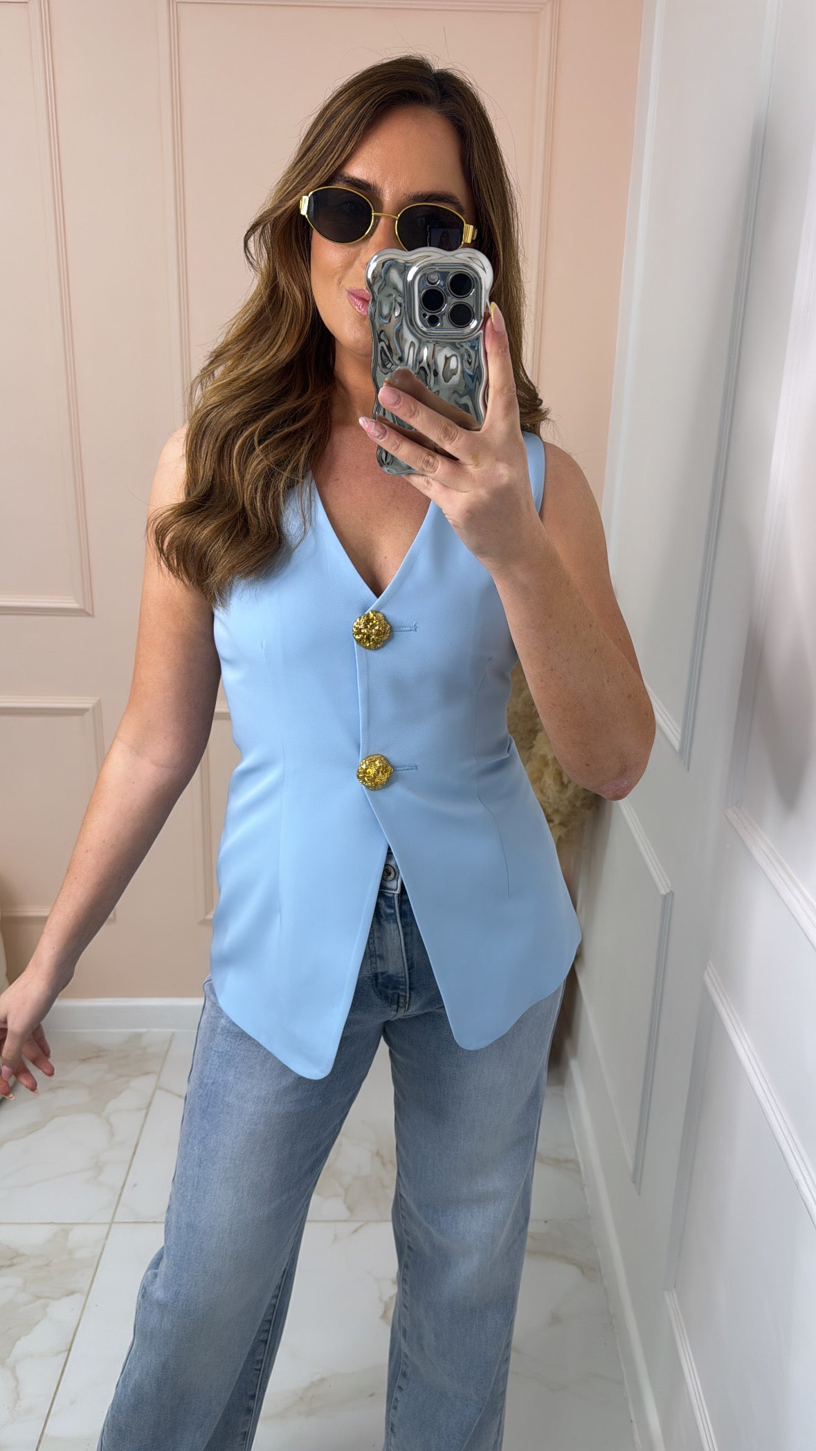 JASMINE powder blue tailored waistcoat