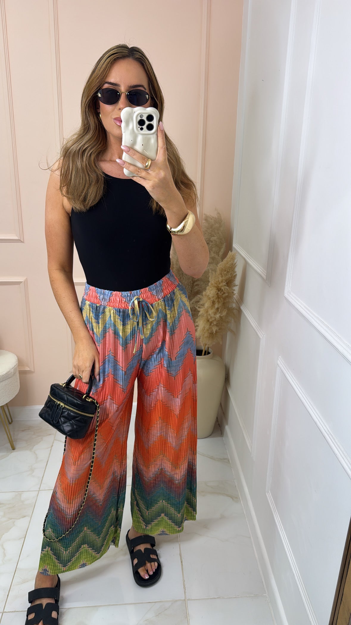 PAIGE orange zig zag print trousers