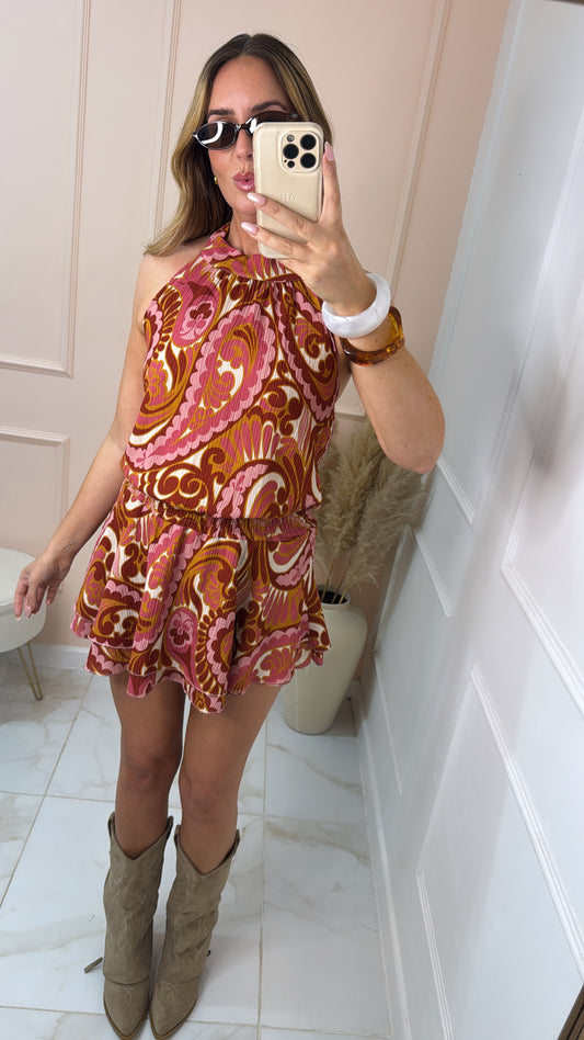 REYA abstract rara boho mini dress