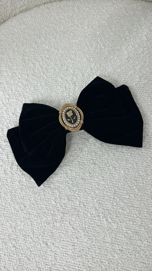 CILLIA black velvet rose detail bow
