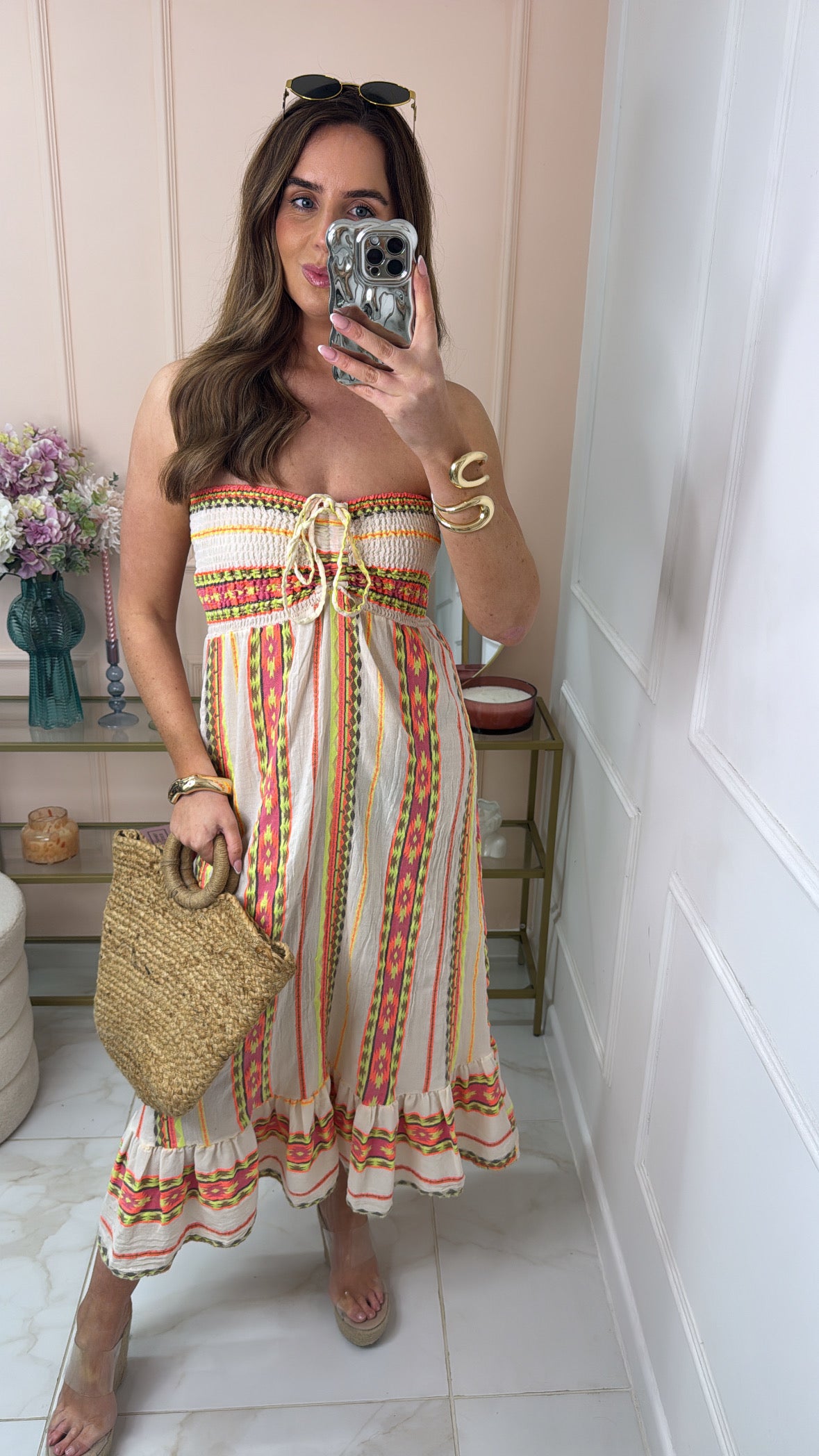 BEAU cream linen bandeau summer dress