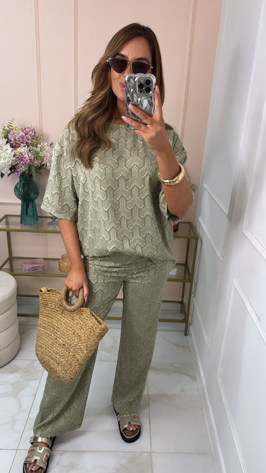 SERENA sage textured trouser co-ord
