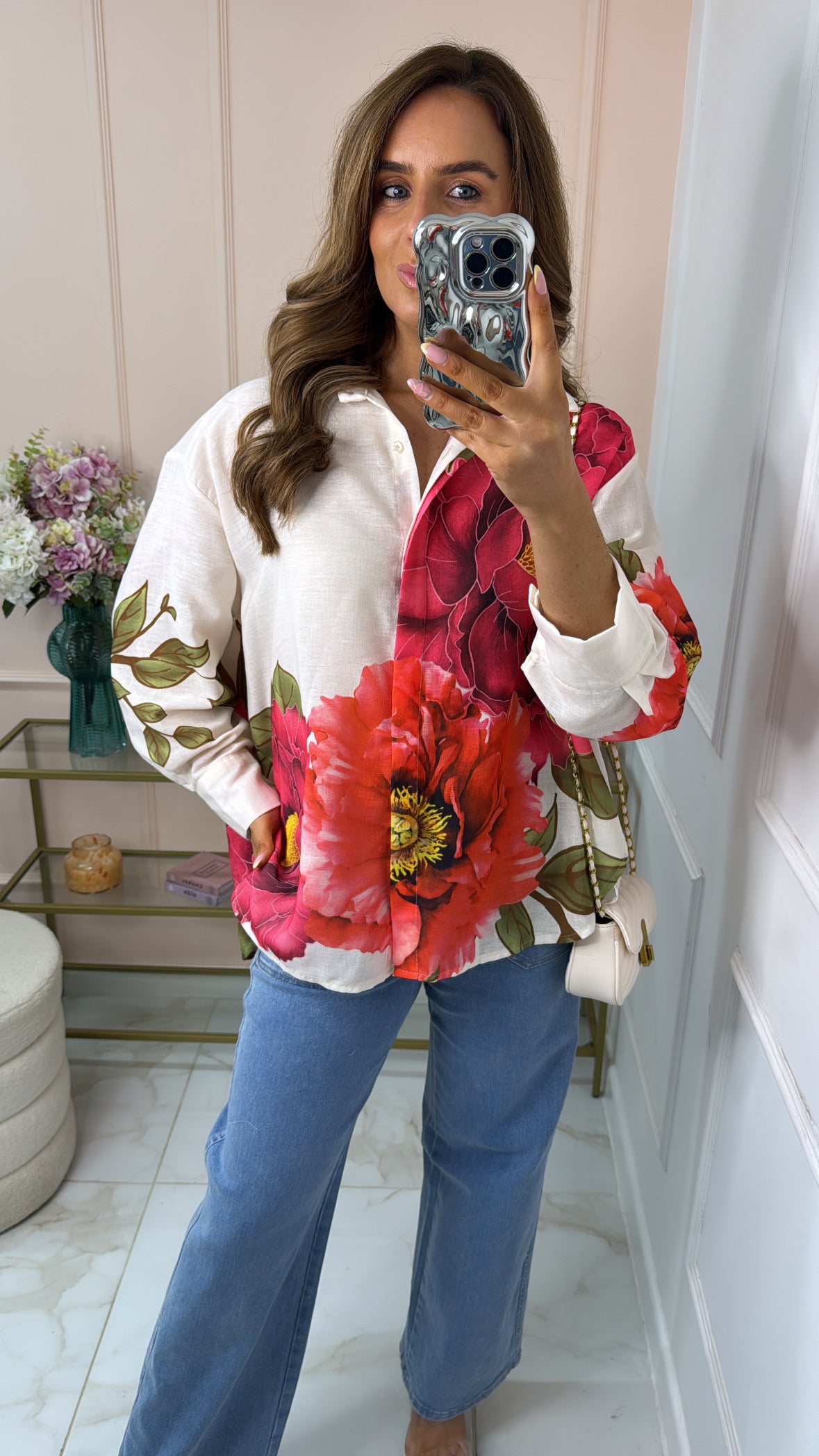 SHELBY cream floral oversized shirt
