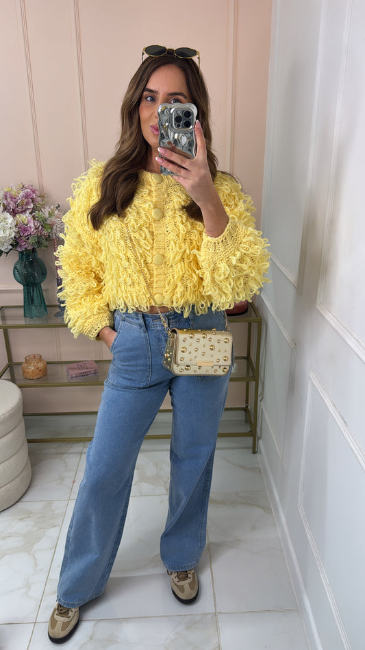 LULU lemon loop knit shaggy cardigan