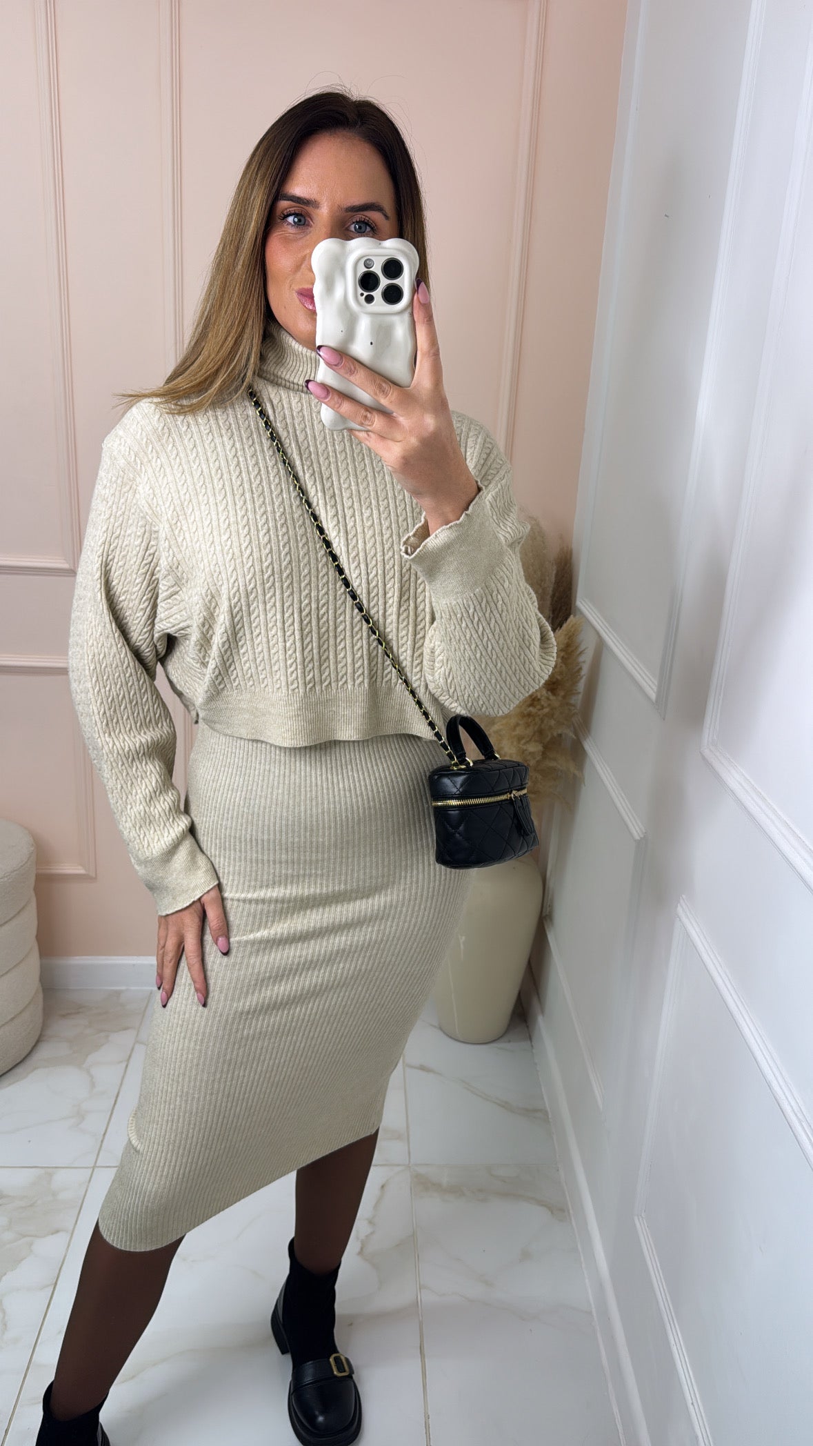 LIBBY beige cable knit co-ord