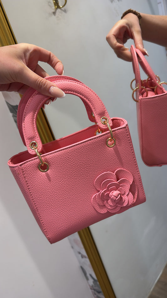 TILLY pink flower grab bag