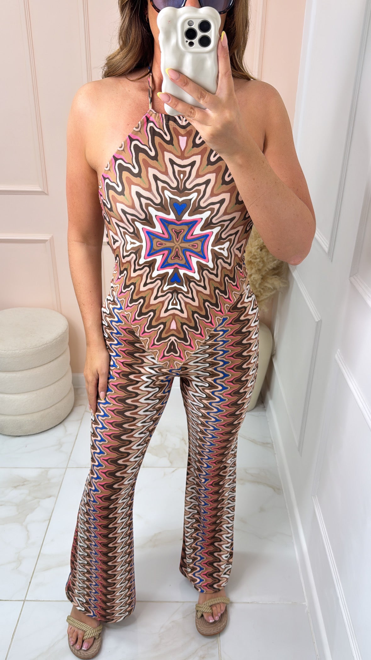 SHARNA brown handkerchief trouser set