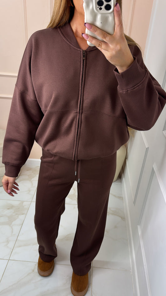 SHAUNA brown bomber lounge set