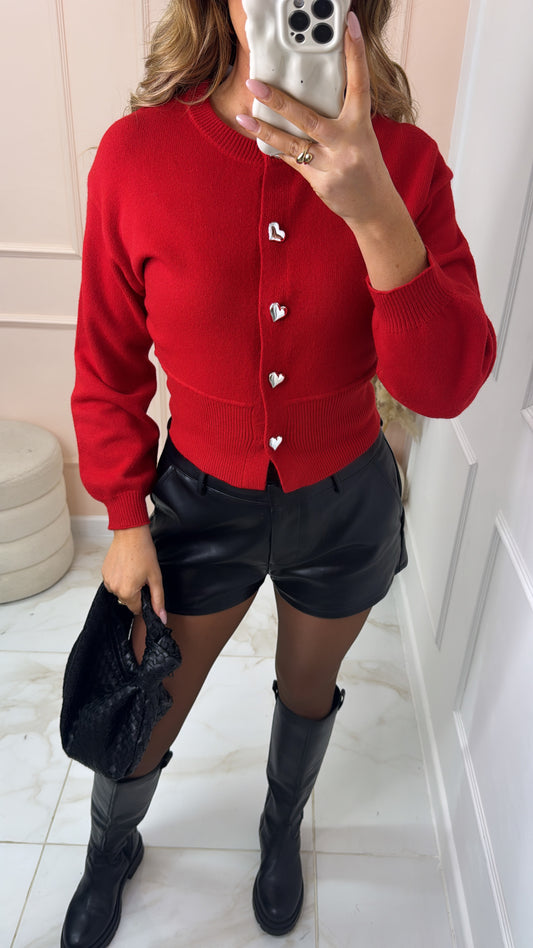 TILLY red heart button cardigan