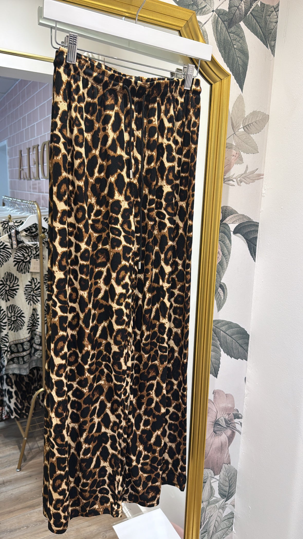 FRAN tan leopard pleated trouser